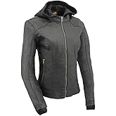 Milwaukee Leather Women's Textile Motorcycle Riders Jacket with Hoodie - Year Round Wear
