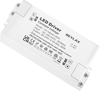 REYLAX 24V LED Driver 60W 2.5A Constant Voltage Power Supply