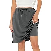 Century Star Tennis Skirts for Women with Pockets Golf Knee Length Skorts Athletic Sports Drawstring Waist Skirts with Shorts