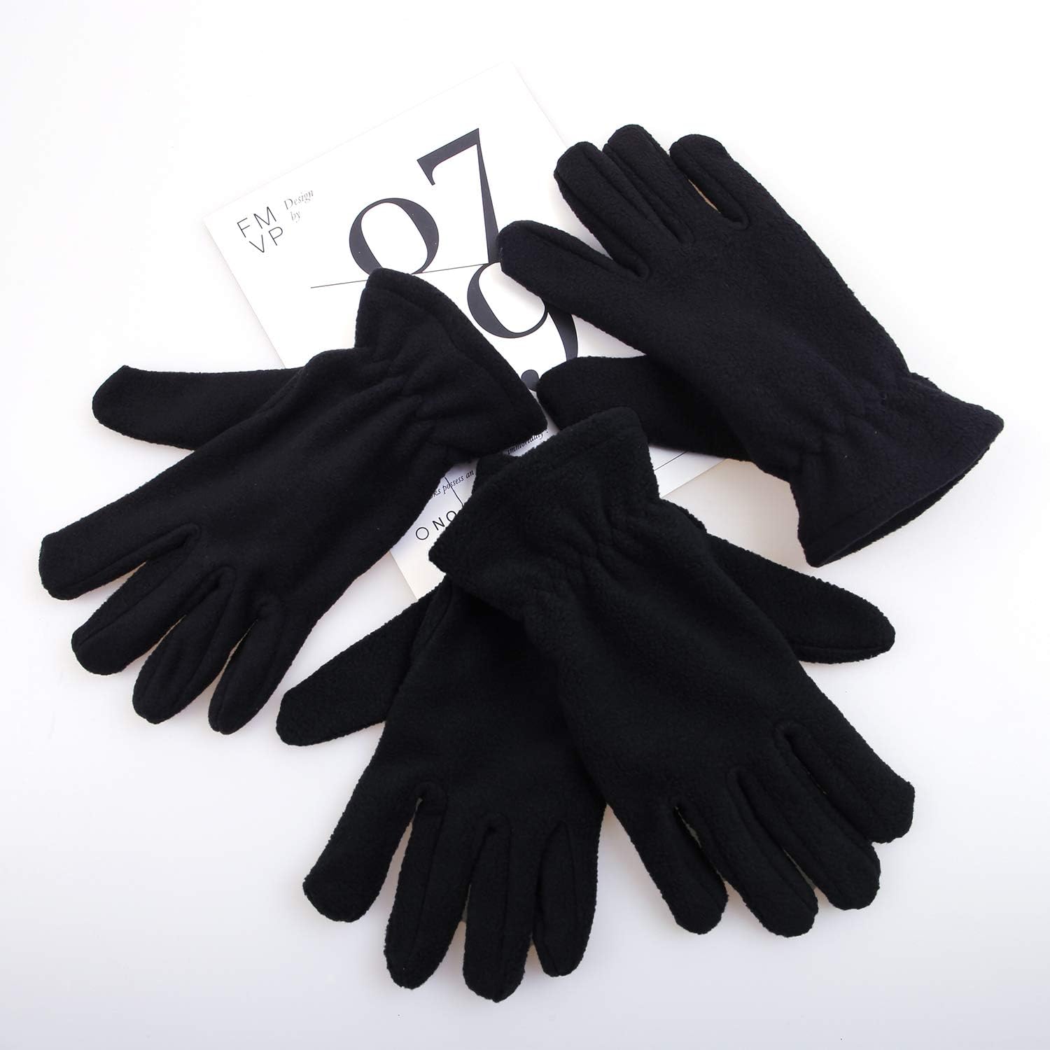 Cooraby 4 Pairs Kids Fleece Gloves Winter Polar Fleece Warm Gloves for Winter Cold Weather: Clothing
