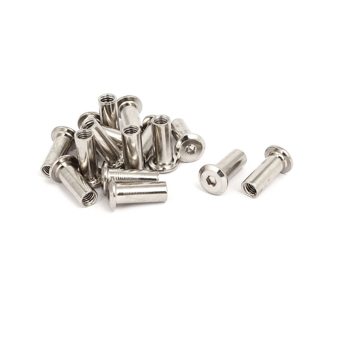 Sourcingmap M6x20mm Female Thread Hex Socket Head Nut Furniture Fittings 16pcs