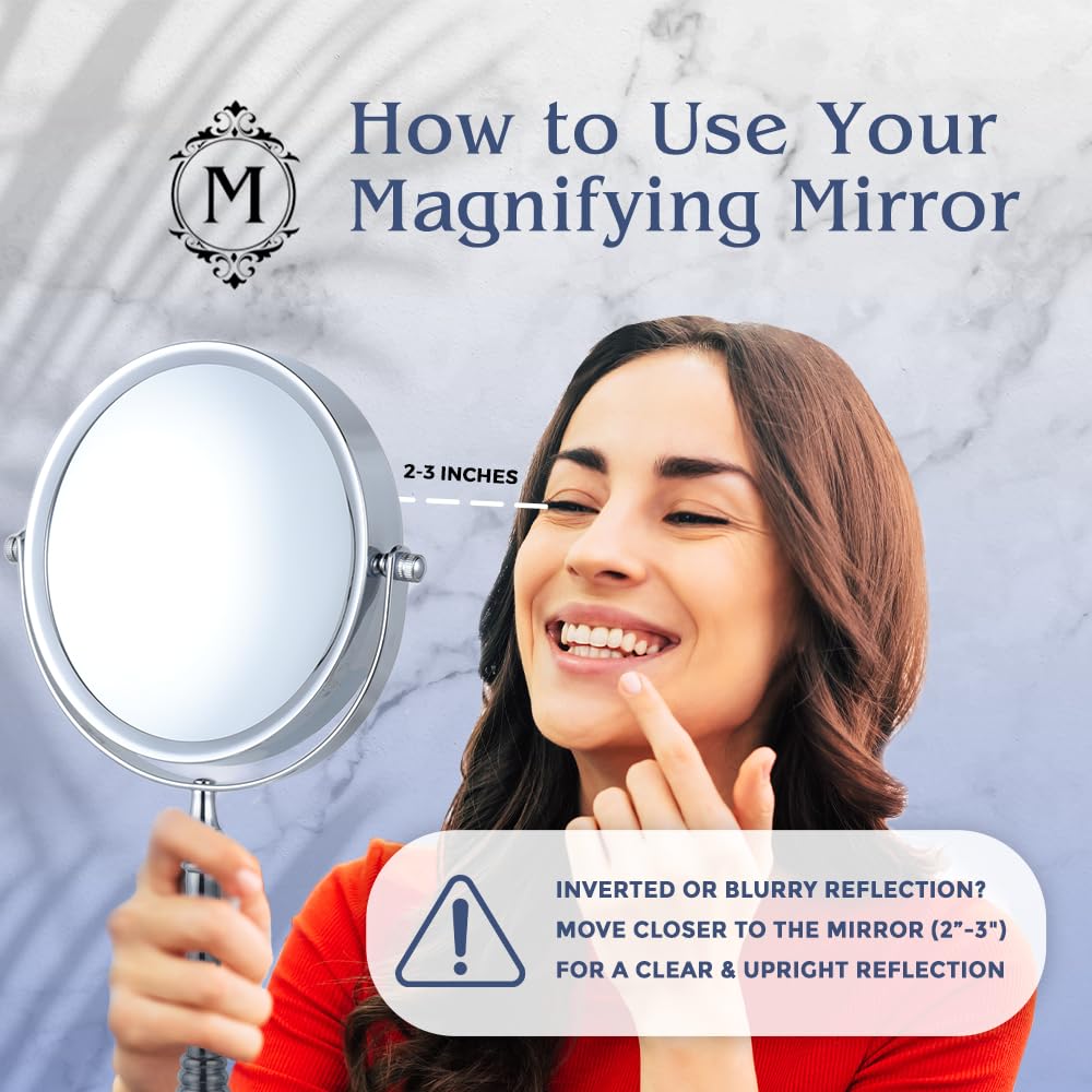 MIRRORVANA Large Double Sided 10X and 1X Magnifying Makeup Mirror with Stand in Gift Box, 15” Tall and 8” Wide