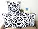 Floral Blue and White Howarmer Cotton Canvas Decorative Throw Pillows Cover Set of 4 Accent Pattern Navy Bllue 18x18-inch