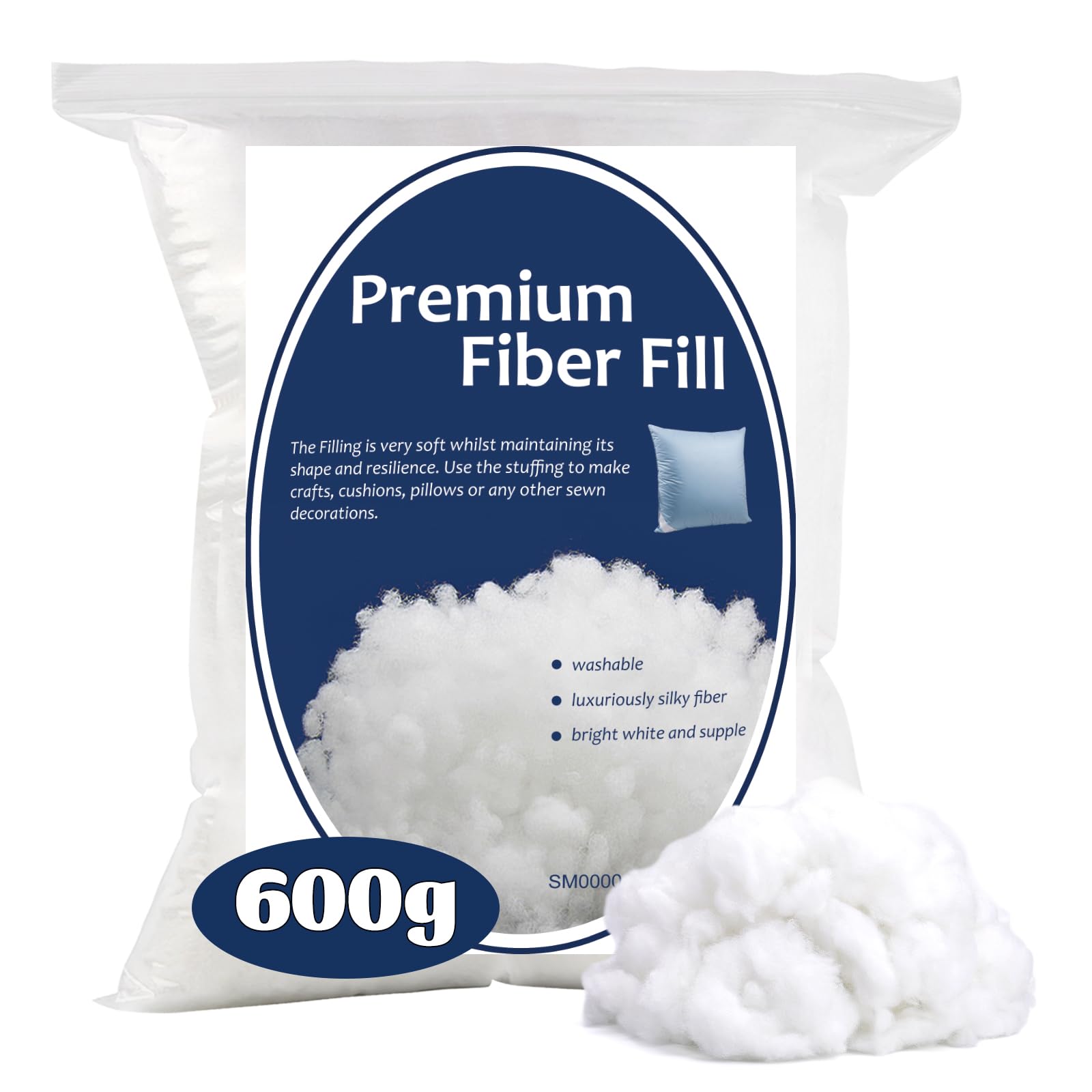 Bupete 600g/21oz Polyester Fiber Fill, Premium Fiber Fill Stuffing, Fluff Stuffing High Resilience Fill Fiber for Stuffed Animal Crafts, Pillow Stuffing, Cushions Stuffing