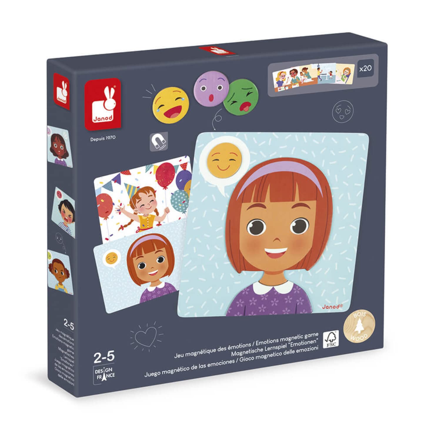 Janod - Magnetic Game of Emotions - Early Learning Game - Ages 2 and up. - J08038