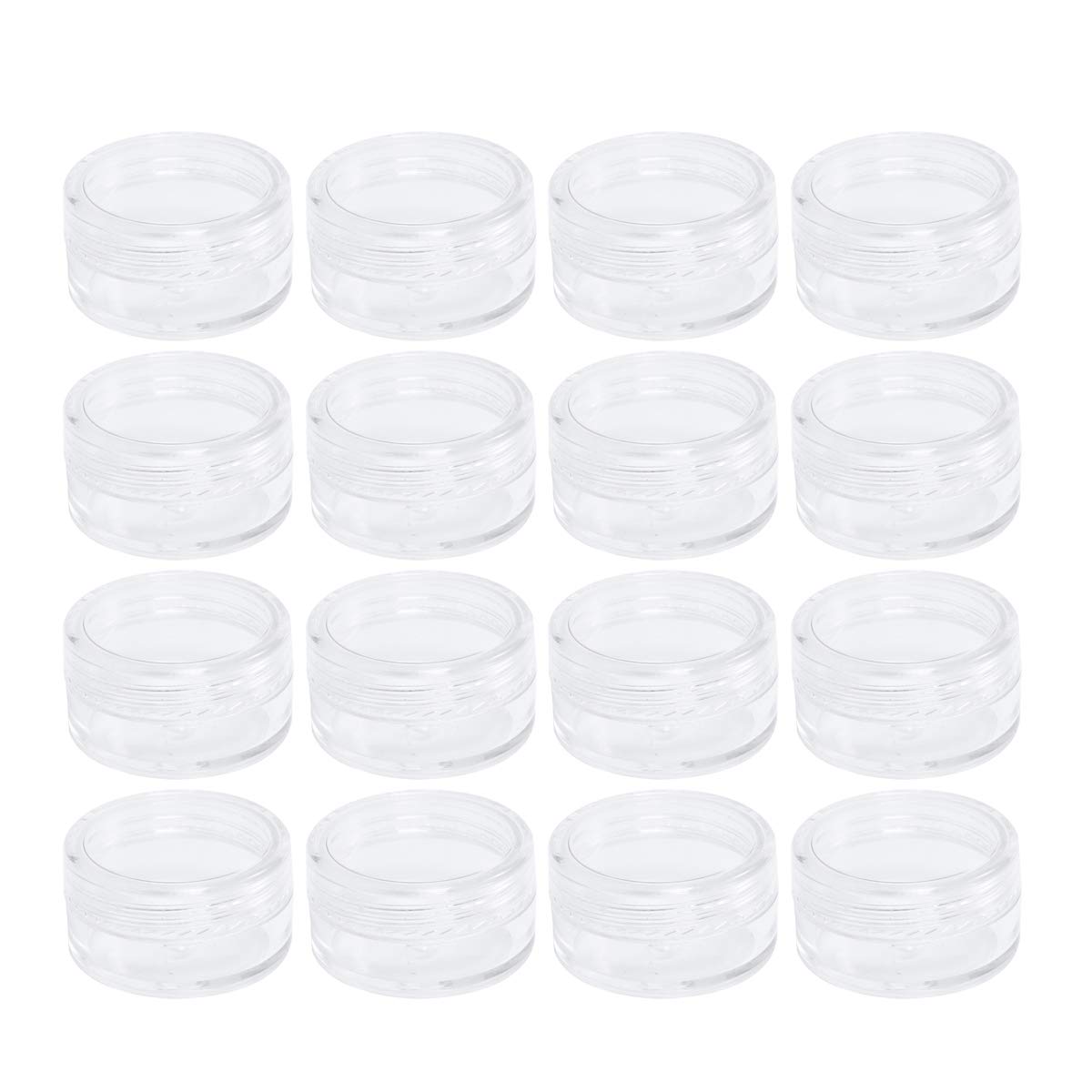 Frcolor 5g/5ml Empty Cosmetic Container Plastic Round Cosmetic Jar Pot with Lid, Pack of 50 (Transparent)