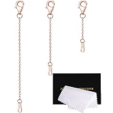 VANBARIS 925 Sterling Silver Necklace Extender Rose Gold Necklace Extender Rose Gold Chain Extenders for Necklaces 3 Piece Set (1, 2, 3 inch)
