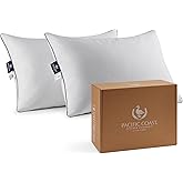 Pacific Coast Bed Pillow, Luxury Hotel Goose Feather and Down Firm Pillow for Sleeping with 100% Cotton Shell, Soft and Supportive