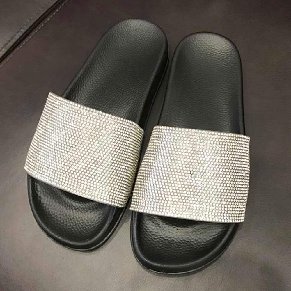 womens glitter sliders