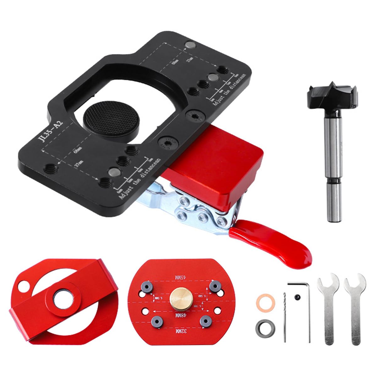 CENPEK 35mm Hinge Drilling Jig Drill Guide Adjustable Distance Between Hinge Hole Edges for Furniture Hinge Openings