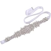 WEZTEZ Bridal Belt Handmade Wedding Sash Belt with Rhinestones Crystal Pearls for Bridal Bridesmaid Gowns
