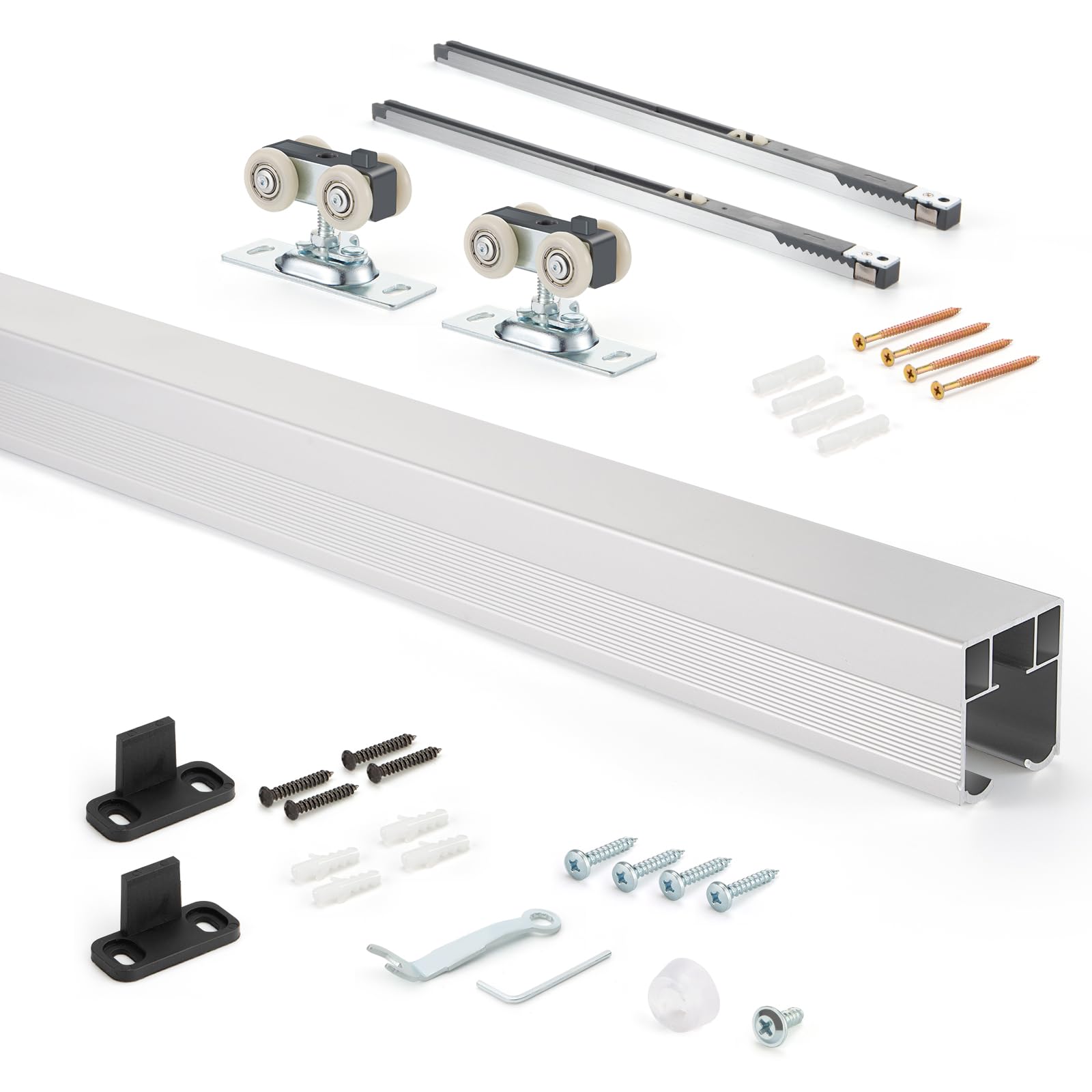 Photo 1 of MaxxGeek 5FT/60in Sliding Pocket Door Hardware and Track Set,Soft Close Aluminum Box Sliding Door Rail Track Kit,Smoothly and Easy to Install,60" Track Kit for 23"-30" Wide Single Door