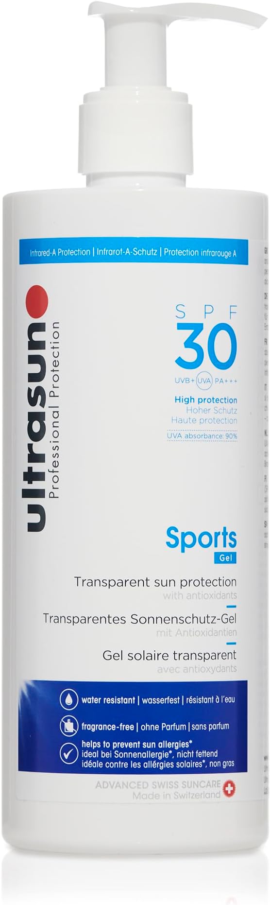 Ultrasun Sports Gel SPF30 400ml UV Infrared Protection Gel