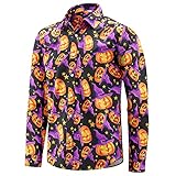 J&DHUASHA Mens Halloween Shirt Fun Pumpkins Long