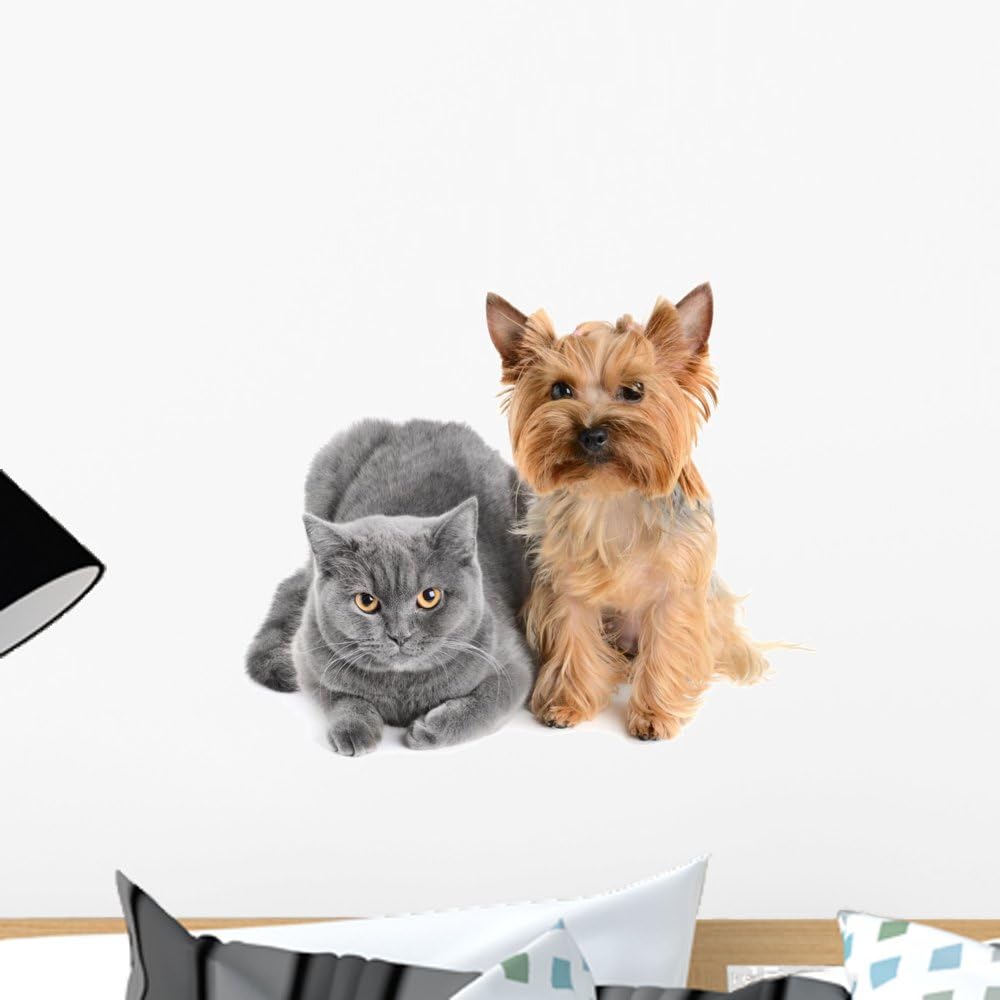 Wallmonkeys WM208304 Cat and Dog Peel and Stick Wall Decals H x 18 in W, 18" 18" W