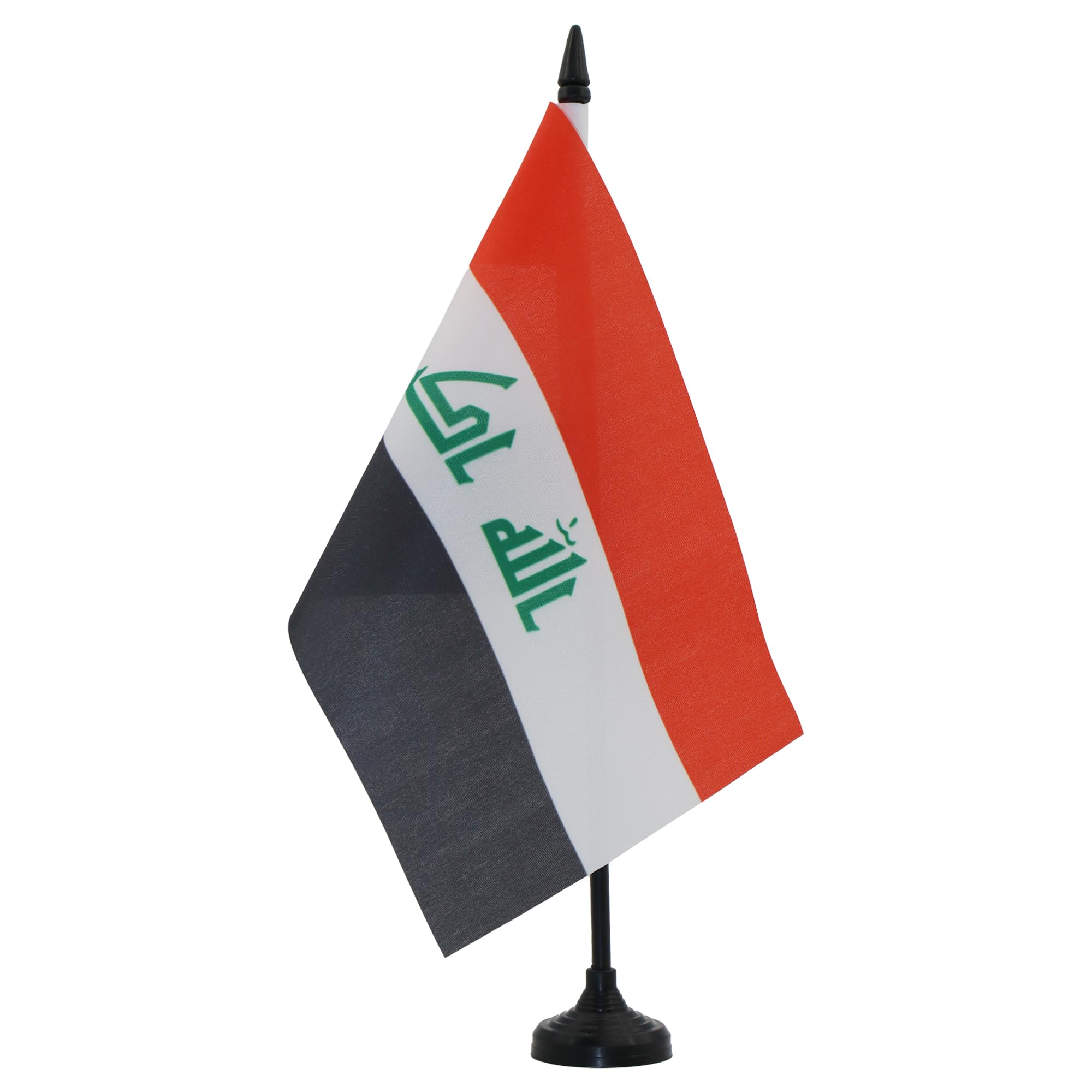 AZ FLAG Iraq Table Flag 5'' x 8'' - Iraqi Office Decoration 100% Polyester 21 x 14 cm - Mini Desk Flag with Pole and Black Plastic Base