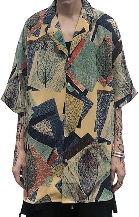 Amazon Cchy 半袖シャツ 葉柄 開襟 柄シャツ 原宿系 ストリート系 夏 大きいサイズ カジュアル アロハシャツ メンズhy058 シャツ 通販