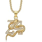 CAVIEA Stainless Steel Number 24 Snake Pendant Necklace for Men – 60cm Chain Hip Hop Sports Number Necklace, Cool Rapper Basketball Style Jewelry