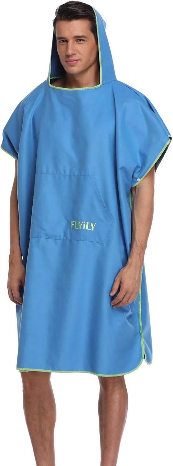 FLYILY Changing Towel Poncho Hooded light weight Microfiber surf wetsuit changing with pocket - Image 3