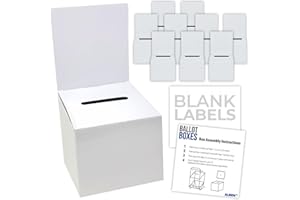 ALBEN White Glossy 6x6x6" Ballot Box (10 Pack) - Versatile Raffle Ticket Box, Suggestion & Donation Boxes, Removable Header, Raffle Boxes, Slot for Tickets & More, Ivory Cardboard Ballot Boxes