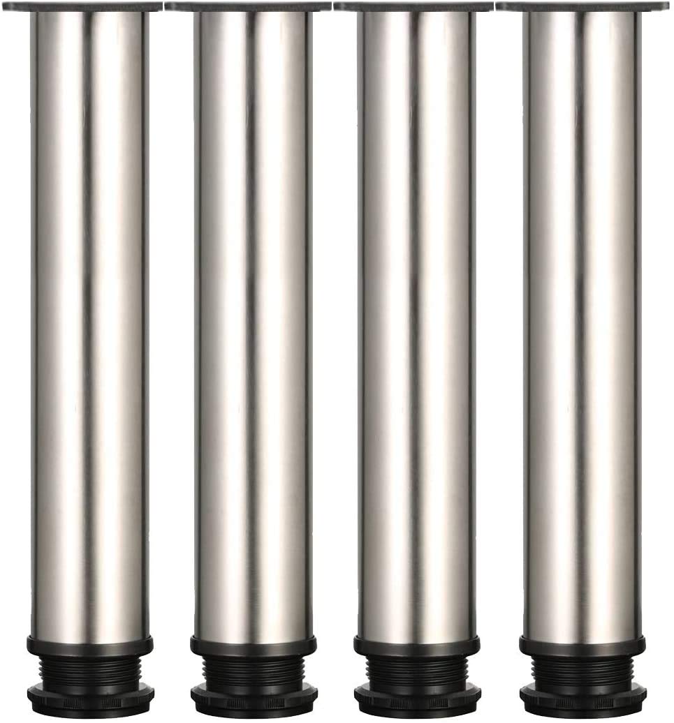Drenky 4 Pcs Furniture Legs 25cm Height Adjustable Table Legs Metal, Stainless Steel Adjustable Height 0-15mm Round Cabinet Legs Come with Screws โ image 1