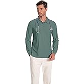 Milarlv Scrub Shirt for Men Lab Medical Polo Nurse Doctor Stand Up Collared Long Sleeve Medicine Work Top