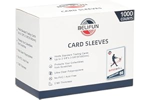 BELIFUN 1000ct Soft Trading Card Sleeves - Clear Penny Sleeves, Toploaders for Trading Cards, Card Protector Sleeves for Standard Cards, Baseball Cards, Sports Cards, Game Cards, MTG, Football Cards