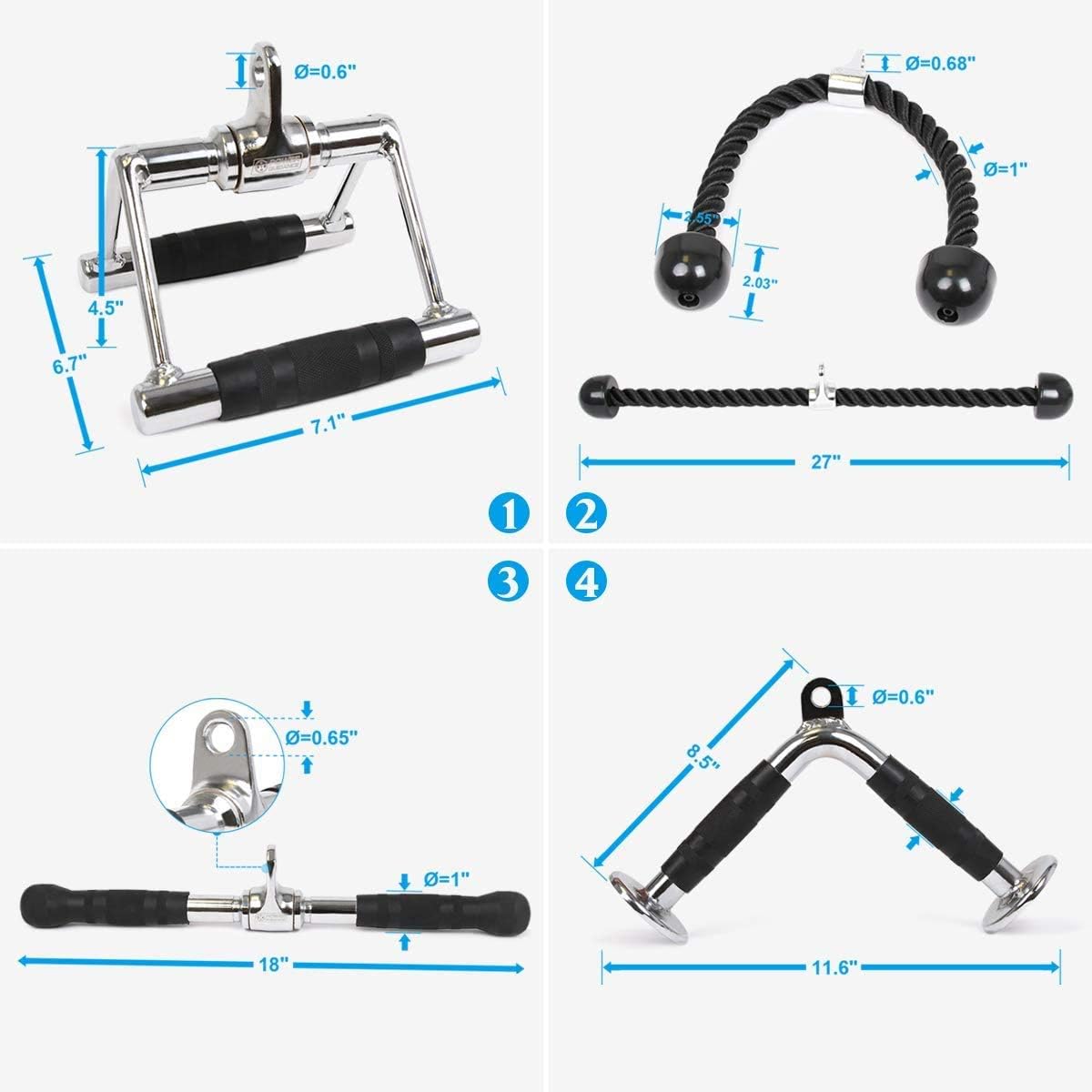 POWER GUIDANCE Triceps Pull Down Attachment, Cable Machine Accessories for Home Gym, LAT Pull Down Attachment Weight Fitness : Sports & Outdoors