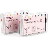 LIBLAIN Mini Sewing Kit with Big Eye Steel Needles for Adults and Beginners | Small Sewing Kit for Travel, Needle and Thread Kit for Hand Sewing (43Pcs, 2Pack)