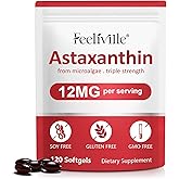 Astaxanthin 12mg (120 Softgels) - Premium Astaxanthin Antioxidant Supplements - Supports Eye, Joint, Internal Circulation, Immune & Skin Health - Fresh Microalgae Source - Non-GMO & No Gluten
