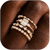 KAERUN Stackable Gold Rings for Women Non Tarnish Dainty 14K Gold Plated Thin Cubic Zirconia Thumb Ring Set Stack Trendy Statement Promise Wedding Bands Engagement Rings for Women Size 6 7 8 9 10