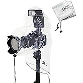 2PCS Clear Camera Rain Cover w Flash for Camera + Lens up to 6.3"x9.8"(DXL) | Waterproof,PE Material,Dust-Proof,for EOS 5D 6D 7D Mark II R10 R7 R5 Rebel T8i T7i T7 T6i SL3 SX70 HS 4000D 1200D 90D 80D 77D