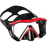 Mares Adult I3 Diving Mask - Panoramic View Easy to Adjust Dive Mask with Silicone Skirt for Scuba Diving, Freediving, Snorkeling, Spearfishing, Red/Black
