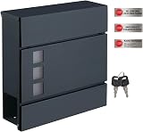 SONGMICS Modern Mailbox Lockable Wall-Mounted Anthracite Grey GMB052G01