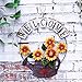 D-Fokes Handcrafts Vintage Metal Watering Pot Sunflower Welcome Sign Front Door Decor Hanging Outdoor Wreath Decorative Door Porch Bar Cafe Shop Store (Watering Pot)