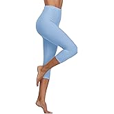 A-Wintage Women's Soft Capri Legging 3/4 Length Leggings High Waisted Cropped Tights Beach Capris