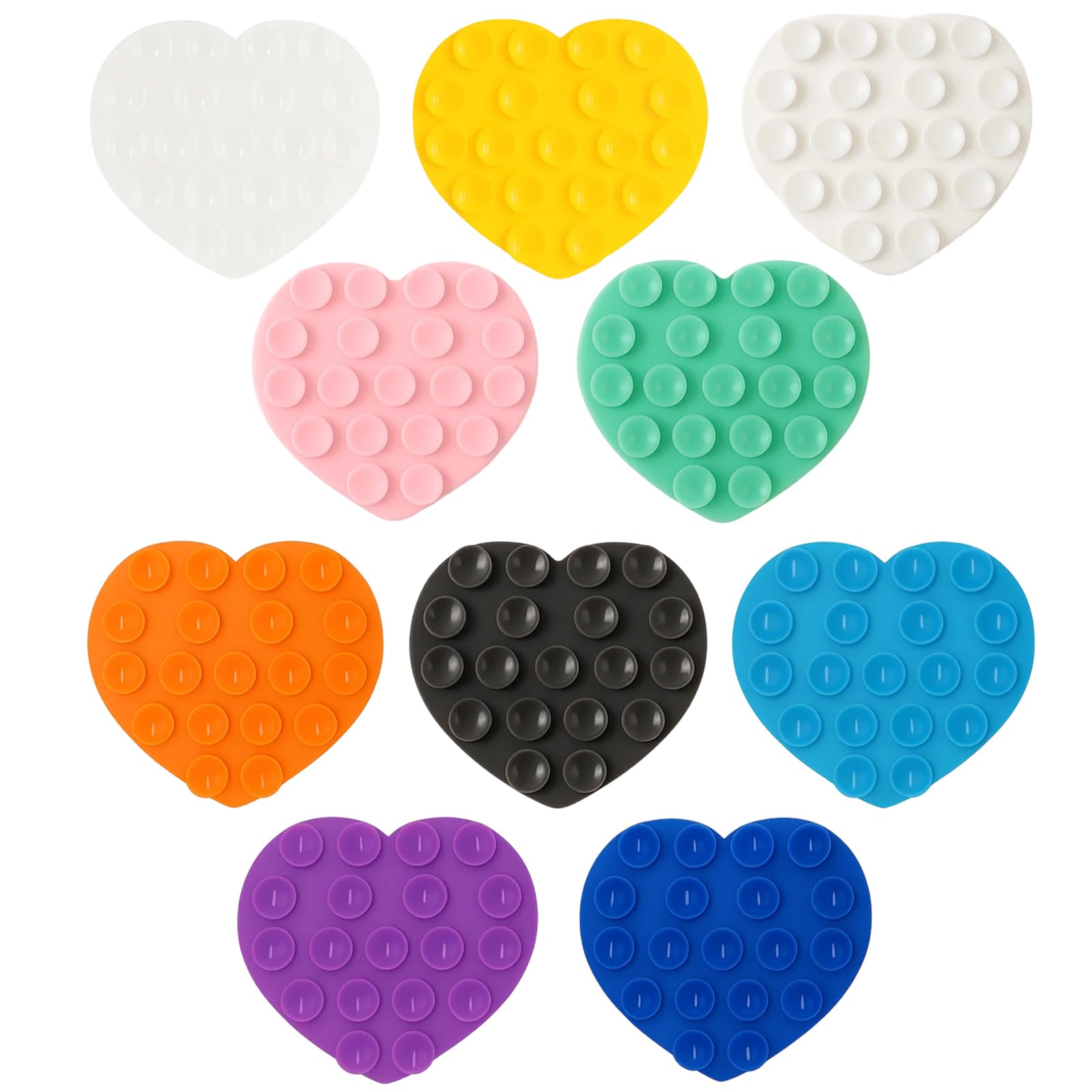 Photo 1 of 10-Pack Heart Shaped Suction Cup Phone Holder Set, Double-Sided Adhesive Mobile Phone Grip Assortment