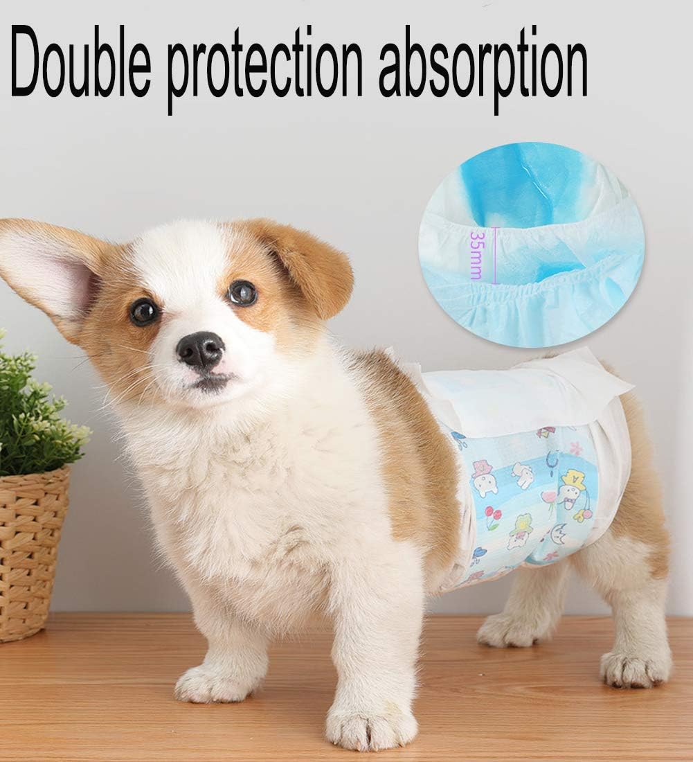 SiNetGuy Disposable Dog Diapers | Female Dog Diapers Protection | Diapers for Dogs in Heat, Excitable Urination, or Incontinence Super Absorbent Leak-Proof Fit