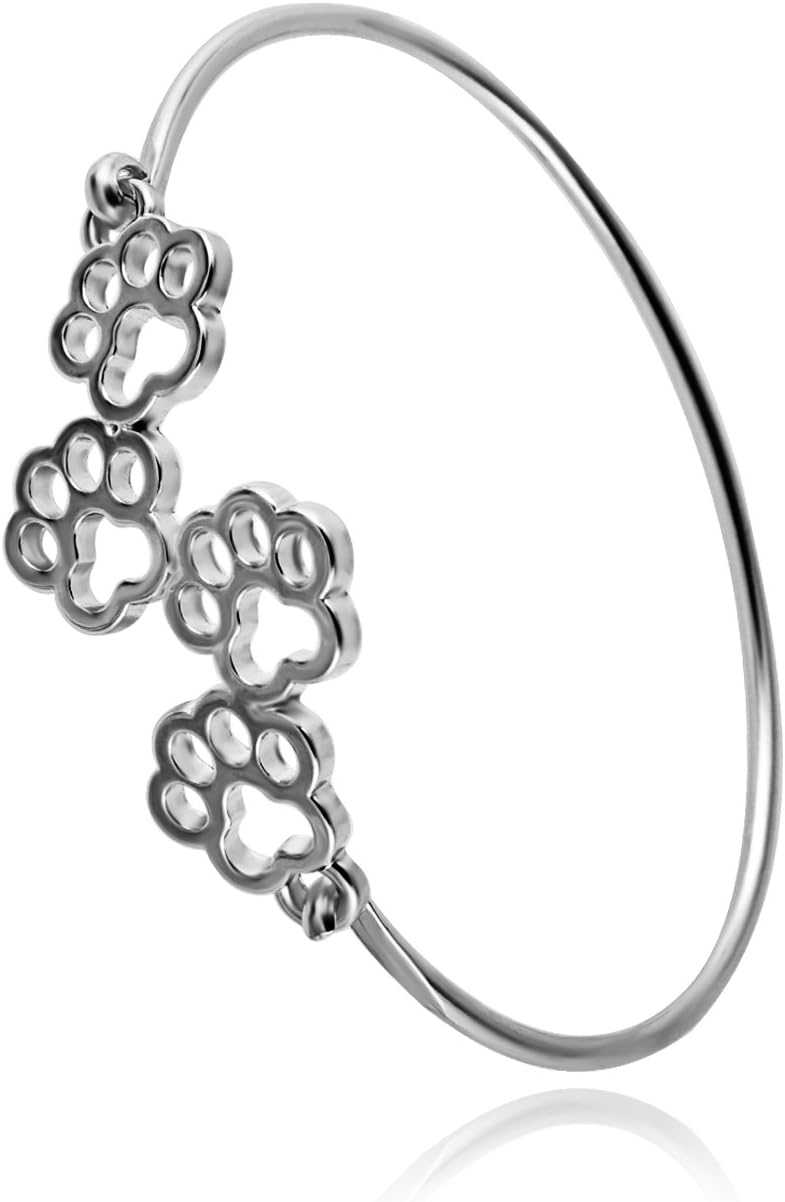 RUXIANG Dog and Cat Four Paw Print Animal Hook Opening Bracelet Jewelry