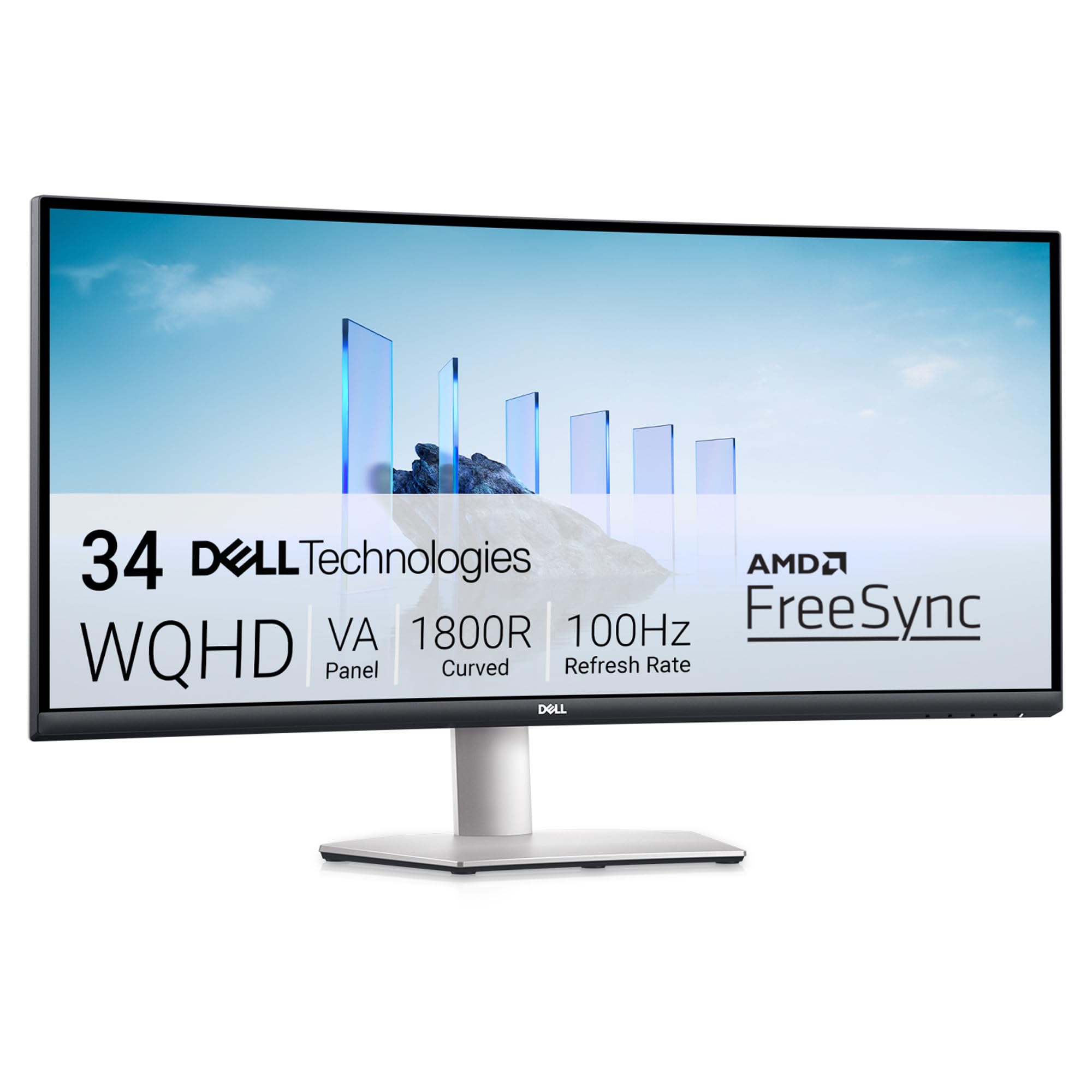 Dell S3423DWC USB-C 34" WQHD (3440x1440) 21:9 1800R Monitor Curvo, 100Hz, VA, 4ms, AMD FreeSync, 99% sRGB, Altoparlanti integrati, USB-C, 2x HDMI, Anni di Garanzia