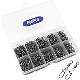 Gloruoia 500 Pcs - Fishing Swivels Stainless Steel Barrel Swivels Fishing Tackle Kit with Assorted Sizes for Saltwater & Freshwater Rigs