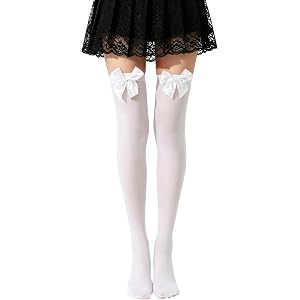 Seelsetudo Women's Satin Bow Thigh Highs | Women's Satin Bow Stockings Thigh Highs Over The Knee Socks