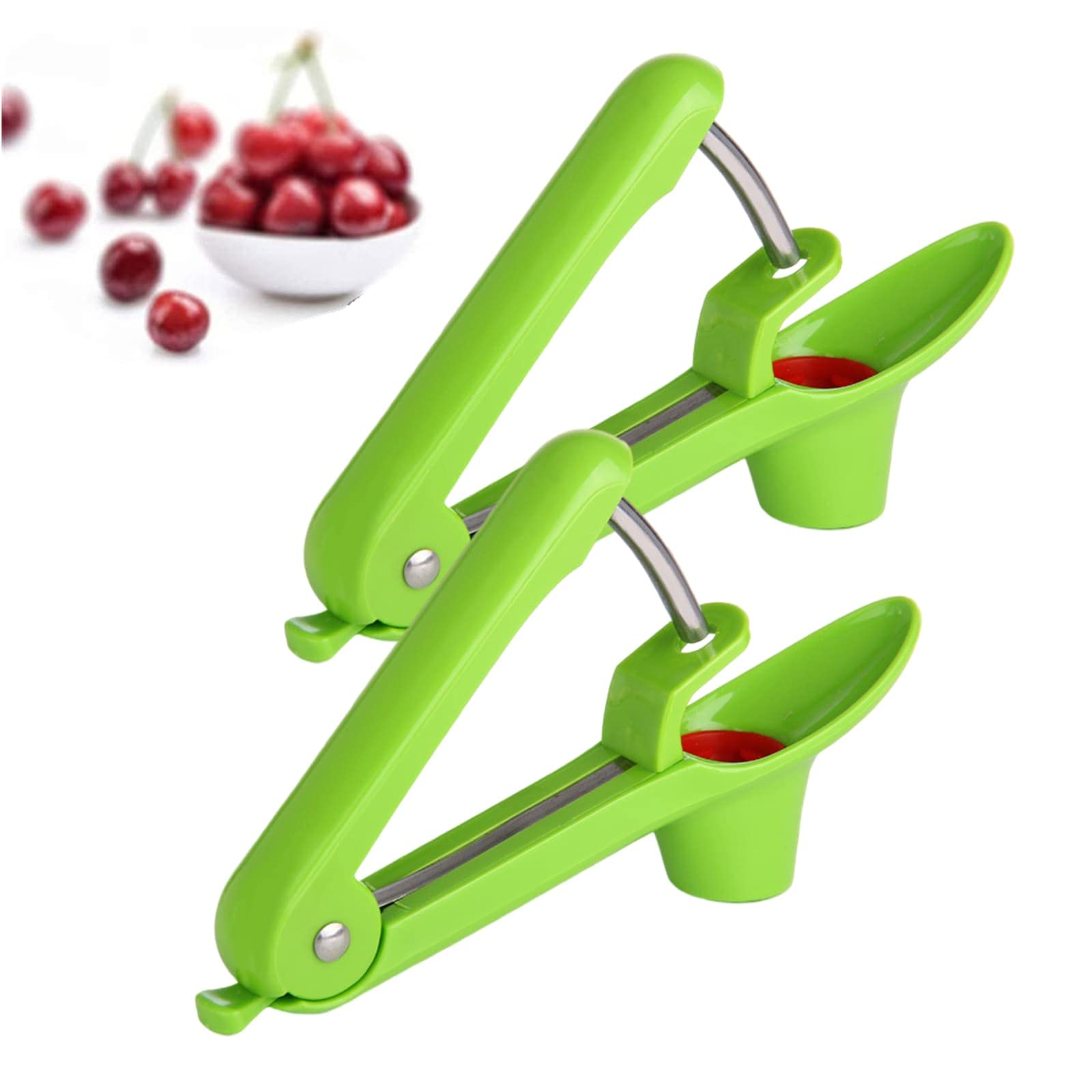 Eidoct 2 Pcs Cherry Pitter Tools, Cherry Pitter Remover Cherry Stoner, Multifunctional Fruit Drill and Pitter Remover, Cherry Drill Pitter Tools for Cherry Jam (Green)