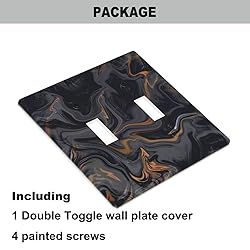 Pznen Black Marble 2-Gang Wall Plate Black Gold