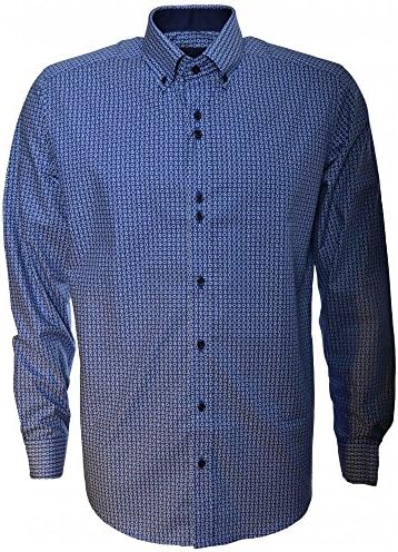 Guide London Mens Navy Blue Geometric Shirt L