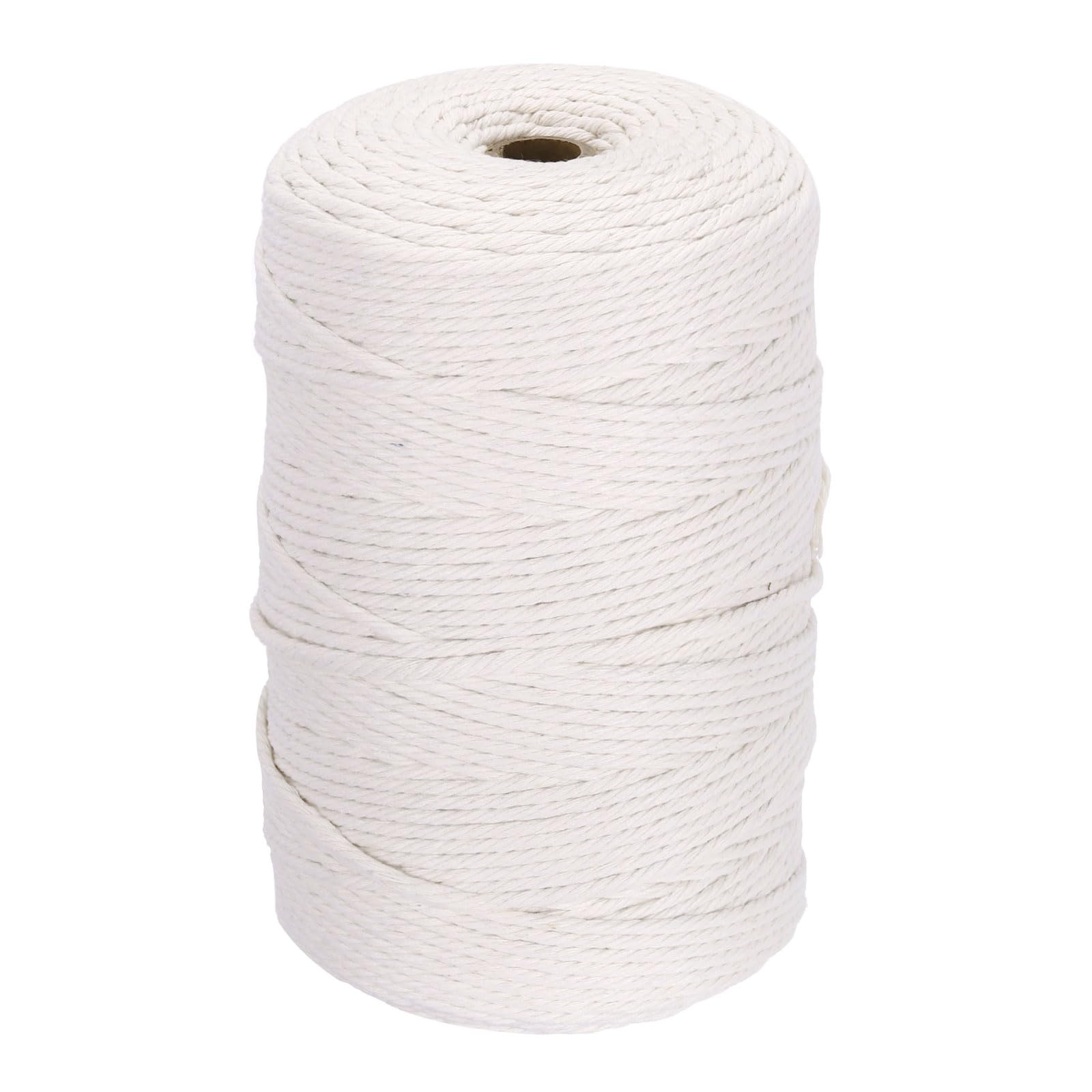 DMiotech 3mm x 300M (328 Yard) Beige Natural Cotton Macrame Rope, Wall Hanging Handmade Single Strands Twisted Macrame Cotton Cord for Plant Hangers, Gift Wrapping Wedding