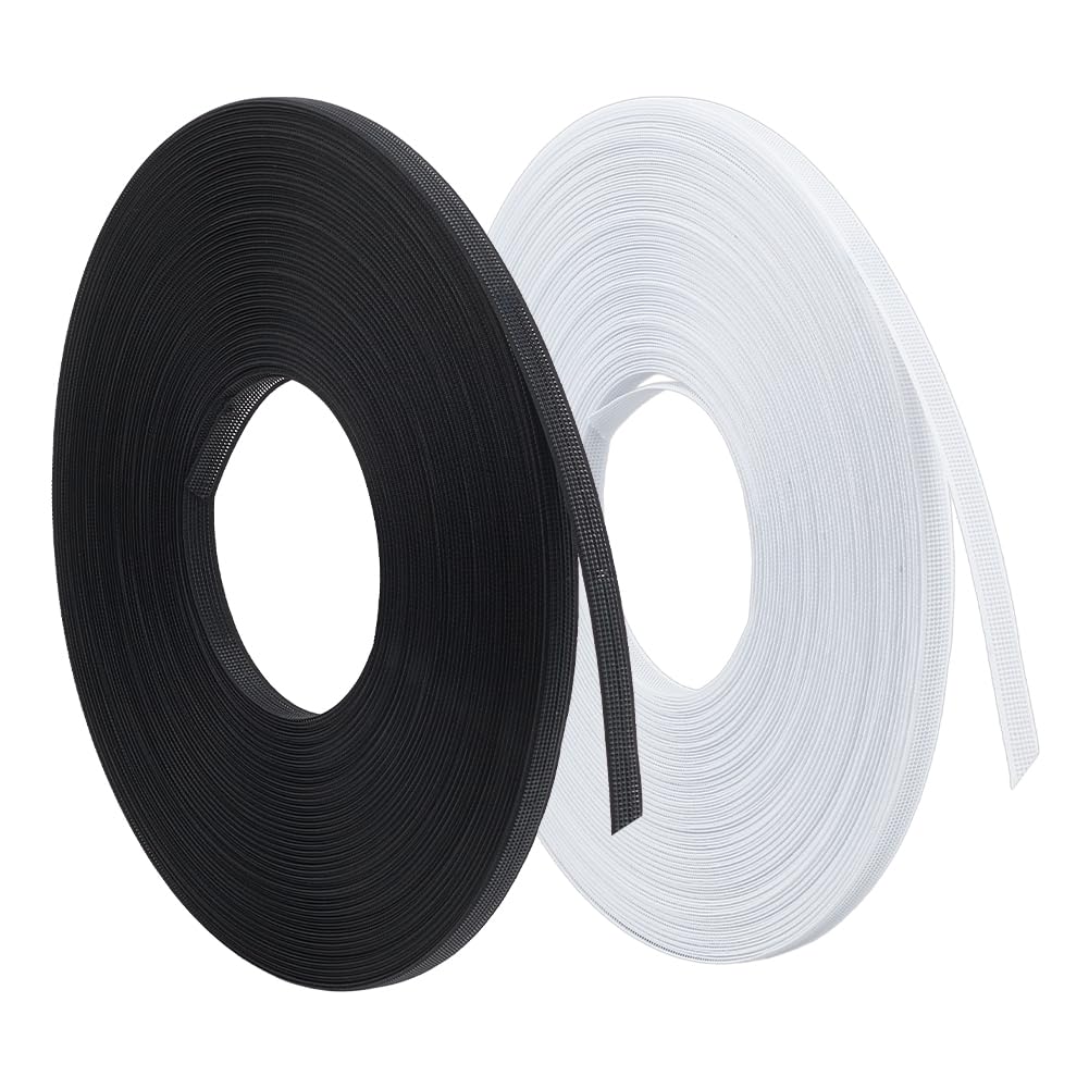 NBEADS 90 Yards 2 Colors Polyester Boning, 0.95cm Wide Horsehair Braid Crinoline for Sewing Wedding Dress Fabric DIY Sewing Supplies, Black and White