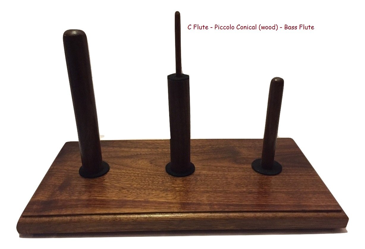 Triple Flute Stand Solid Walnut (C FlutePiccolo Conical