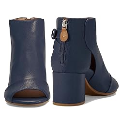 MOOMMO Women Open Toe Booties Sandals Heel Navy