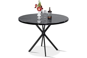 LTTROMAT Round Dining Table, 39 Inch Modern Round Kitchen Table Black Dining Table with Black X Base, Kitchen Table Leisure Table for 4-5 People Small Space Dining Room, Apartment, Kitchen